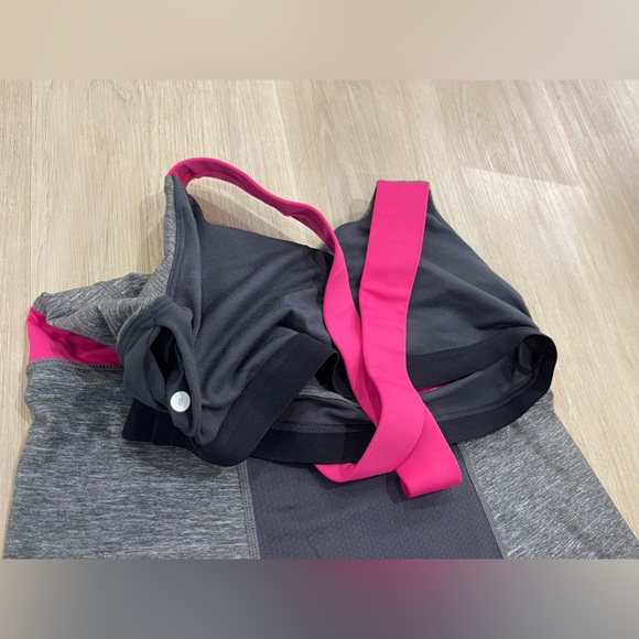 Sz.8-Lululemon Gray Pink Push Your Limits Tank Top Mesh Back - Picture 6 of 11